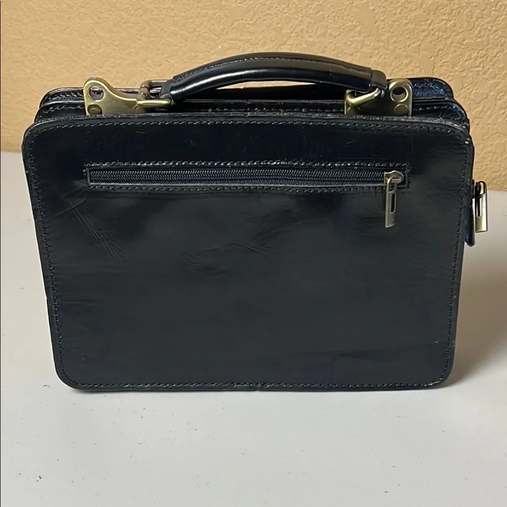 Vintage Vera Pelle Black Leather Men's Bag